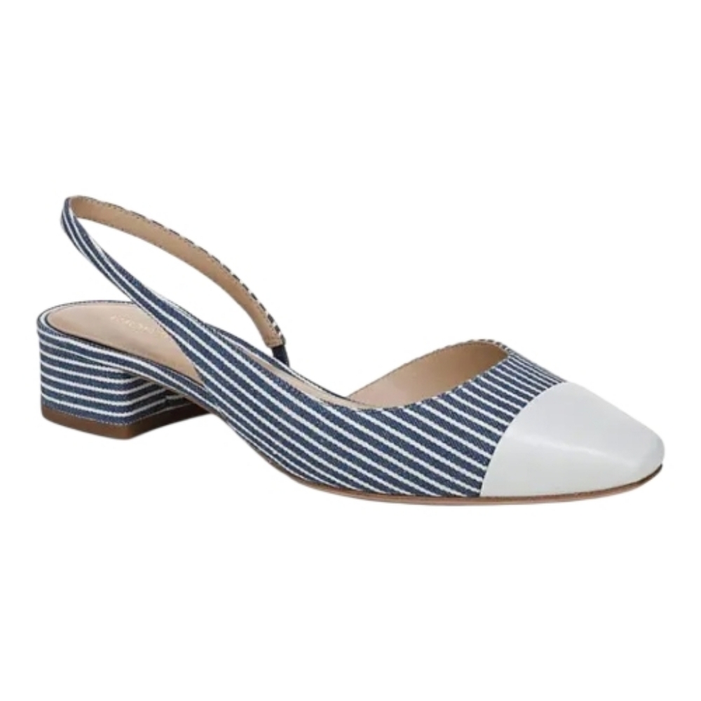 Veronica Beard Cecile Leather Trim Embellishment SlingBack Pumps Size 8.5